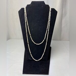 Vintage Multi-Strand Freshwater Pearl Necklaces Rice Beads 24” & 28” Jewlery
